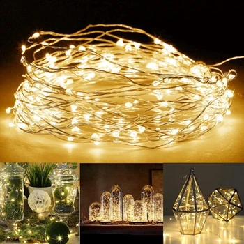 2/ 3/ 4M LED Žvaigždėtą String Žibintai su baterijomis, Vario Viela, Pasakų String Žibintai, Vestuvių Kalėdų Vakarėlį Namų Patalpų Dekoras