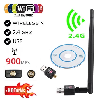 2,4 GHz, USB Bevielio Wifi Adapteris 900Mbps 802.11 b/n/g USB Ethernet Adapter Wi-fi Imtuvas Bevielio Tinklo plokštė