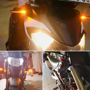 2/4Pcs Motociklo Posūkio Signalo Lemputė, Stabdžių Žibintas Tekančio Vandens Apšvietimo Gintaro Šviesos diodų (LED) Mirgėjimo Bendable Uodega Indikatorius Flasher