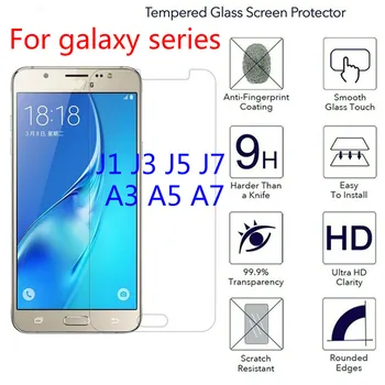 2.5 D Grūdinto Stiklo Samsung Galaxy A3 A5 A7 2016 2017 Skaidrus Screen Protector, stiklo Samsung J1 J120 j3 skyrius J5 J7 Filmas