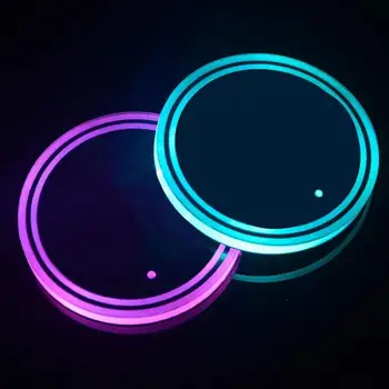 2.6 inche Universalus LED Automobilio Puodelio Laikiklį, RGB Šviesos Kilimėlis Trinkelėmis Gerti Miestelyje Vidaus Apdaila, Dekoratyvinė Lempa