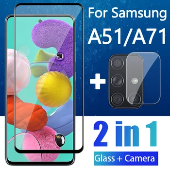 2 in 1 Apsauginis Stiklas ir Fotoaparato Objektyvas ant Samsung Galaxy A51 A71 Screen Protector 71 51 GalaxyA71 Atveju Grūdintas Stiklas