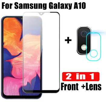 2 in 1 Apsauginis Stiklas Samsung Galaxy A10 Stiklo sansung A10 A105 Fotoaparato Objektyvą Kino Temepred Glas Ekrano Saugotojas, 10 Glas