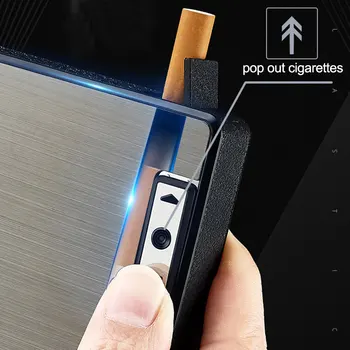 2 in 1 Cigarečių Atveju Vėjo Dual Lanko Lengvesni Plazmos USB Įkrovimo Elektra Lengvesni Gali Turėti 19pcs Žiebtuvėlių, Rūkyti Dovana