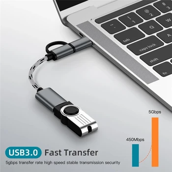 2 in 1 OTG Adapterio Kabelis USB 3.0 