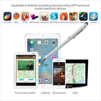 2 in 1 Universalus Daugiafunkcis Capacitive Touch Screen Stylus Pen For išmanųjį Telefoną, Planšetinį kompiuterį iPad Mini 2 3 4 5 Tab Ranka Rašyti