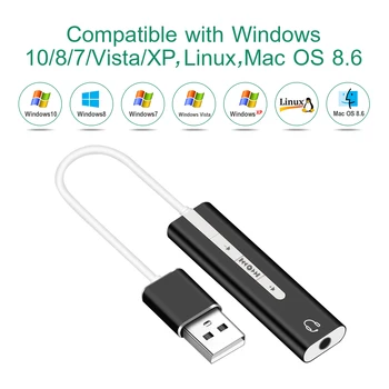 2 IN 1 USB Išorinė Garso plokštė USB C / USB 3.0 3.5 mm Lizdas Garso Mikrofonas, Ausinių Adapteris, skirtas 