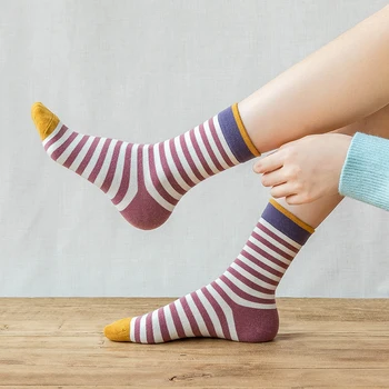 2 Poros/Set Moterų Kojinės Dryžuotas Harajuku Medvilnės Ilgą Kojinių Mados Atsitiktinis Merginos Socken Rudenį Sox Studentų Stiliaus Streetwear #F