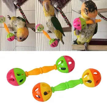 2 Vnt Paukštis Papūga Žaislas Barškutis Paukščių Įdomus Pratimas, Plastikiniai Dukart vadovavo Bell Naminių gyvūnų Žaislai