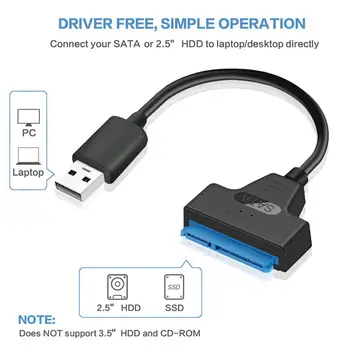 20 cm USB 2.0 prie SATA 22pin Adapteris Kabeliai Standųjį Diską, Konverteris, Laidas Laidai 480 Mb / s 2.5 