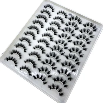 20 porų 20mm eyelashe 3D mink lashes, 3D gamtos melagingą blakstienos 3d minkštas audinės blakstienos pratęsimo Makiažas Rinkinys Didmeninė blakstienos