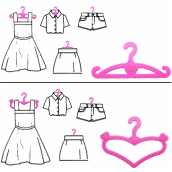 20 Vnt. /Daug Rožinės spalvos Derinys Stiliaus Lėlės Pakabos Suknelė Drabužius Turėtojas Mielas Aksesuarų Barbie Lėlės 12