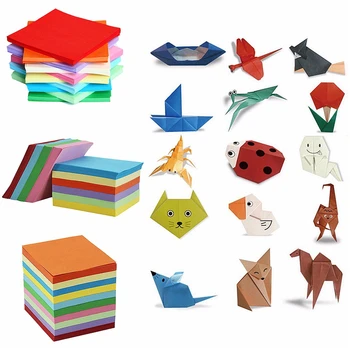 200/520 Lakštai 10 Spalvų Mišinys Origami Popieriaus Dvipusis Spalvotas Amatų Aikštė Asorti 