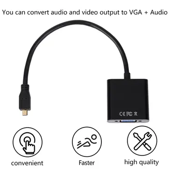 2018 Naujas 1080P Mikro VGA Moterų Vaizdo Kabelis Adapteris Keitiklis Juoda PC Skaitmeninės Karšto Karšto Naujas Paketas, 1 Nešiojamas Maišelis