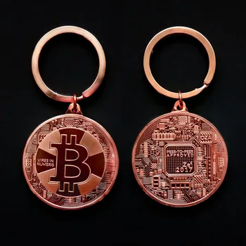 2018 Naujas Auksą, Padengtą Bitcoin Monetos Key Chain BTC Monetos Meno Kolekcija, Suvenyrai Kolekcionuojamų Verslo Dovanos Ir Šventės DecoGifts