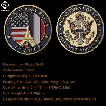 2019 JAV Valstybės Departamento Ambasada Paryžiuje (Prancūzija Suvenyrų Aukso Kolekcinių Monetų Kopijos