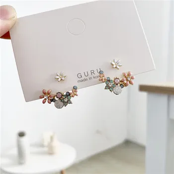 2019 korėjos naujo dizaino bižuterijos mielas lašelinę gėlių gėlių ausies kristalų auskarai moterims, dovana