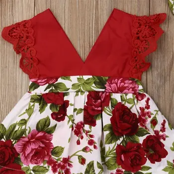 2019 m. Vasarą baby girl drabužiai nustatyti Gėlių Romper + Lankelis Pynimas False Suknelės baby girl drabužiai Naujagimiams Komplektai