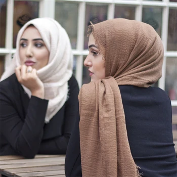 2019 Madingų Moterų Kietas Vingiuoti Hijab kutas Skara Foulard Femme Minkštas Grynos Wrap Lady Islamo galvos Skara drabužiai