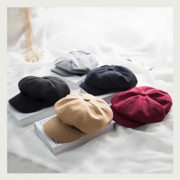 2019 Naujas Mados Black Hat Bžūp Moterų Atsitiktinis Streetwear Bžūp Elegantiškas, Kietas Rudenį, Žiemą Šilta Beretė Skrybėlę Moterų Lašas laivybos