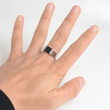 2019 Naują Atvykimo Stačiakampio Formos Juodasis Akmuo Epoksidinės Žiedas Indijos Stiliaus Žiedas Aukščiausios Kokybės Sidabro Nerūdijančio Plieno Papuošalai Madinga Žiedai
