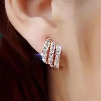 2019 naują Crystal ausies segtukas be ausies skylę Moterų paprasta įrašą auskarai girl Vestuvių Papuošalai