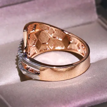2019 Paprasta atmosfera dviejų spalvų apvalių cirkonis rose aukso žiedas ponios vestuvių dalyvavimo šalies žiedas moterims karšto pardavimo