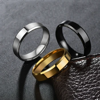 2020 6mm Titano Plieno Juoda Piršto Žiedai Nustatyti Žmogus, Sidabrinis, Padengtą Žiedas Moterims Aukso spalvos Papuošalai Moterų Vestuvių Žiedas