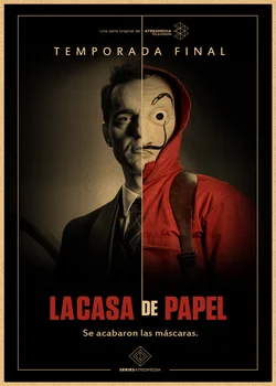 2020 ispanijos trileris filmo La casa de papel retro stiliaus kraftpopieris plakatas banknotų namų sienos sienos meno apdailos plakatas