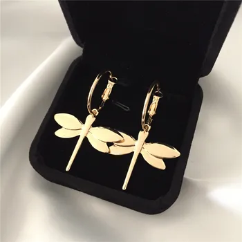 2020 m. Aukštos Kokybės Aukso Spalvos Dragonfly Pakabukas Tabaluoti Auskarai Moterims Mergina Atsitiktinis Šalies Mados Juvelyrika