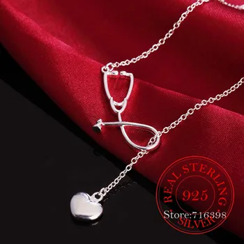 2020 m. Derliaus Bijoux Prabanga Gydytojo Stetoskopas Pareiškimą Pakabukas Karoliai Moterų 925 Sterlingas Sidabro Bauda Papuošalai, Aksesuarai