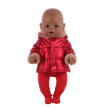 2020 m. Nauja Baby Naujas Gimęs Tinka 18 colių Lėlės Drabužių Priedai, Raudonos ir Geltonos spalvos pūkinė Striukė Tiktų Kūdikio Gimtadienio Dovana