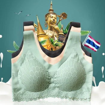 2020 m. Tailandas Vientiso Latekso Liemenėlė apatinis trikotažas 5D Belaidžio Nėrinių Kvėpuojantis Platus Dirželis per Petį Berankoviai Apatiniai Sporto Liemenėlė Veikia