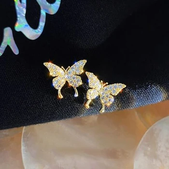 2020 Mados Elegantiškas Crystal Butterfly Įrašą Auskarai Moterims, Jokių Auskarų Netikrą Kremzlės Mielas Pareiškimą Korėjos Auskarai Dovanos