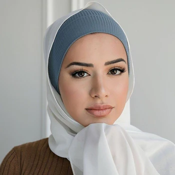 2020 Mados Skarelė Turbaną Kepurės Musulmonų Moterims Tampri, Hijab Turbaną Moterų Briaunuoti Jersey Pagal Šalikai Headwrap variklio Dangčio