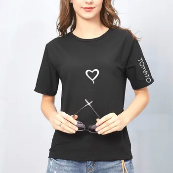 2020 metų Vasaros Porų Mėgėjams T-Marškinėliai Moterims Atsitiktinis Baltos Viršūnės Marškinėlius Moterims Marškinėliai Meilė Širdies Siuvinėjimo Spausdinti Marškinėliai Moteriška
