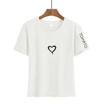 2020 metų Vasaros Porų Mėgėjams T-Marškinėliai Moterims Atsitiktinis Baltos Viršūnės Marškinėlius Moterims Marškinėliai Meilė Širdies Siuvinėjimo Spausdinti Marškinėliai Moteriška