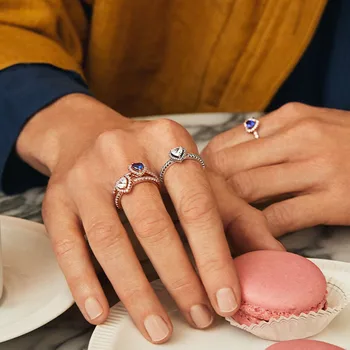 2020 Nauja 925 Sterlingas Sidabro Žiedas Padidėjęs Širdies Gyvatė Grandinės Modelis Snaigės Karūna Žiedai Moterų Dalyvavimas Jubiliejų Papuošalai