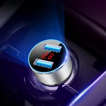 2020 Naujas 3.1 Dual USB LCD Ekranas Qucik Automobilį Auto Mobiliuoju Telefonu Greitai Port USB Greitas Įkroviklis Adapteris Greitai Imti LCD Ekranas