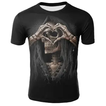 2020 naujas 3D spausdinimo T-shirt kaukolė 3D T-shirt vasaros siaubo kaukolė trumparankoviai marškinėliai vyrams ir moterims trumpas rankovėmis viršūnes
