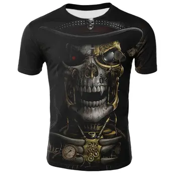 2020 naujas apvalios kaklo kaukolė 3DT marškinėliai vyriški motociklo punk 3D spausdinimo T-marškinėliai, vyriški drabužiai, marškinėliai vasaros top vyrų mados tr