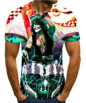 2020 naujas populiarus vyrų ir moterų bučinys roko grupė dizainas spausdinti 3D hip-hop ' o T-shirt vasaros veislės T-marškinėliai, Unisex Marškinėliai Viršų