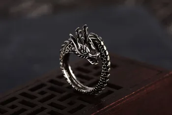 2020 Naujas Retro Stiliaus Kinijos Žiedas Vyrų Imitacija Lydinio Žiedas Etninės Juvelyriniai dirbiniai Didmeninė Drakonas