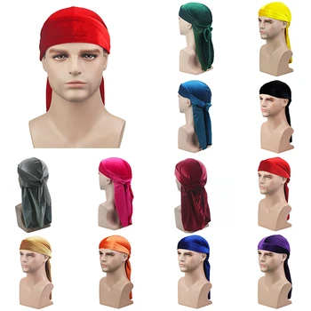 2020 Naujas Unisex Kvėpuojantis Aksomo Turbaną Skrybėlę Durag Perukai Doo Headwrap Chemo Bžūp Ilga Uodega Pirate Hat Vyrų, moterų Plaukų Aksesuarai