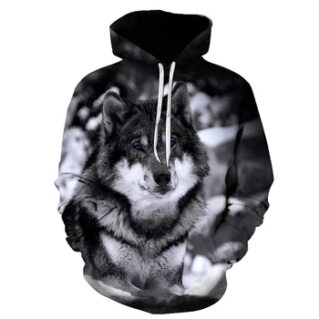 2020 naujas vilkas hoodie vyrų hoodie rudenį ir žiemą, hip-hop hoodie laisvalaikio prekės ženklo 3D vilkas hoodie XXS-4XL