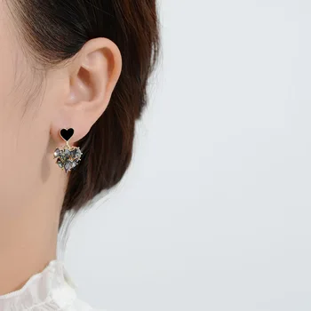 2020 Naują Atvykimo Madinga Pilka Kristalų Meilės Širdis Tabaluoti Auskarai Moterims Saldus Korėjos Elegantiškas Earings Mados Oorbellen Papuošalai