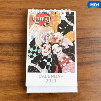 2021 Anime Demon Slayer Stalinis Kalendorius Animacinių Filmų Pav Stalo Kalendoriai, Dienotvarkės Planavimas Mokyklos Raštinės Reikmenys Apdaila