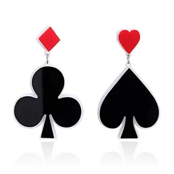 2021 Oorbellen Lašas Auskarai Kortos Aretes De Mujer Tabaluoti Auskarai Moterims Pendientes Širdies Pokerio Ilgi Auskarai 