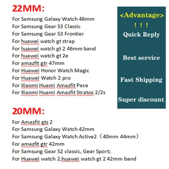 20mm 22mm žiūrėti dirželis Samsung Galaxy žiūrėti 46mm 42mm Active2 Active1 Pavarų S3 pasienio silikono nato Huawei žiūrėti juosta