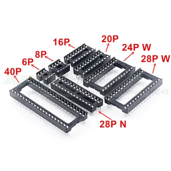 20pcs IC sėdynės 6 8 14 16 20 24 28 32 40 pin 2.54 mm PIN Pikis MCU lizdas chip bazės ic kištukiniai lizdai, lizdas nemokamas pristatymas